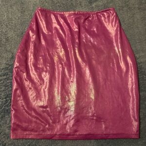 Shimmer Pink Metallic Pencil Skirt